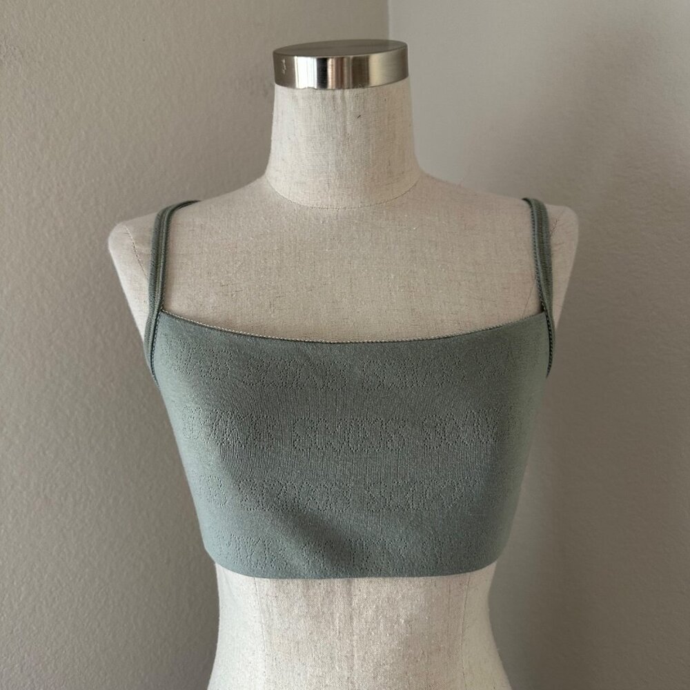 Skims Logo Pointelle Bralette Square Neck Adjustable Straps Mesh Lining Elastici
